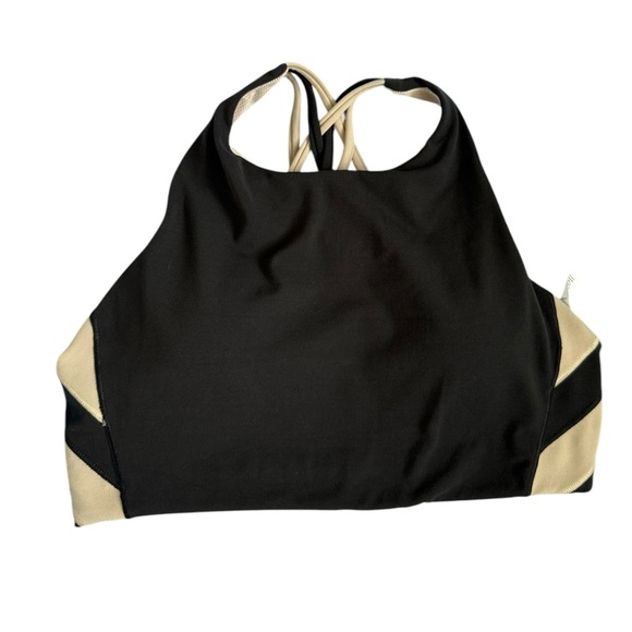 Athleta Sports Bra in Black & Dark Beige Striped Size medium Pullover Workout - Picture 1 of 8